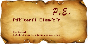 Péterfi Elemér névjegykártya